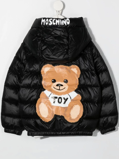 Shop Moschino Padded Hooded Jacket In Black