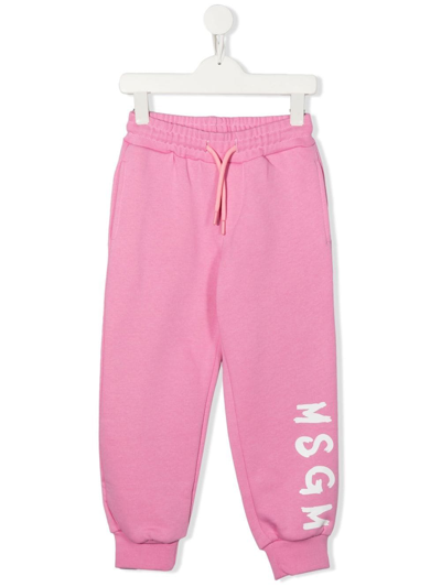 Shop Msgm Logo-print Drawstring Track Pants In Pink
