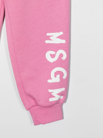 Shop Msgm Logo-print Drawstring Track Pants In Pink