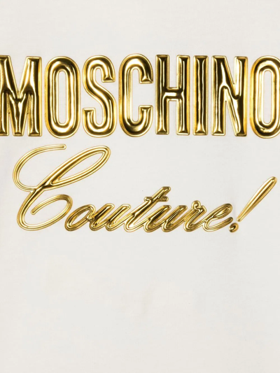 Shop Moschino Logo-lettering Hoodie Dress In White