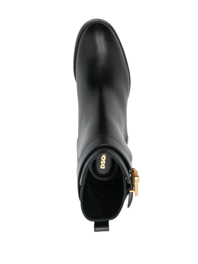 Dsquared2 Logo-buckle High-heel Boots In Black