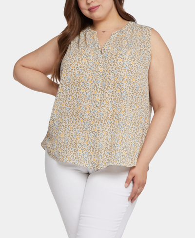 Shop Nydj Plus Size Sleeveless Pintuck Blouse In Sand Cat