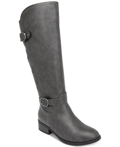 Shop Karen Scott Leandraa Riding Boots, Created For Macy's In Grey