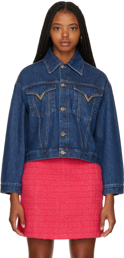 Valentino Blue Button Up Denim Jacket In Jeans | ModeSens