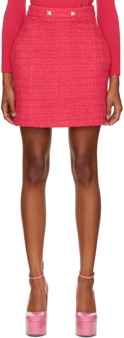 Shop Valentino Pink Knit Miniskirt In 7dk Dark Magenta