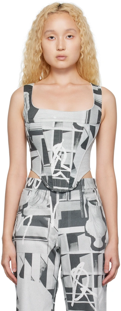 Shop Miaou Gray Cambell Tank Top In Stone Grey