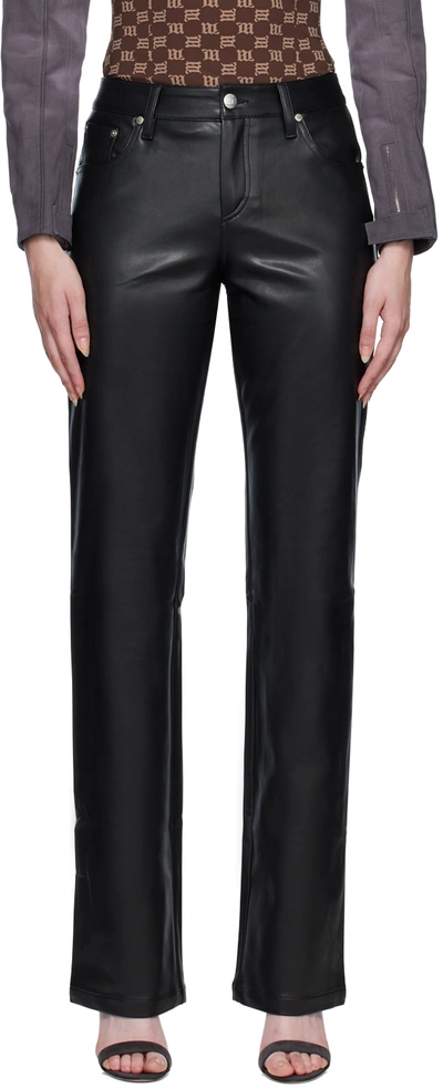 Shop Misbhv Black Faux-leather Trousers