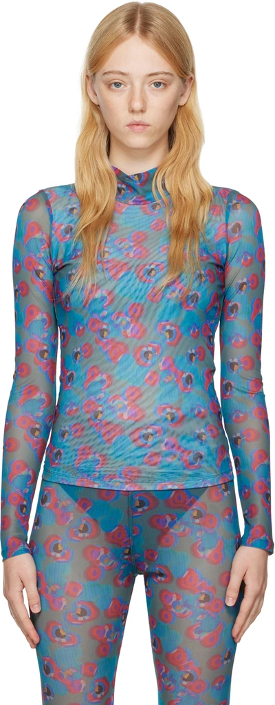 Henrik Vibskov Mesh Turtleneck - Dots Petro In Dots Petrol And Bour