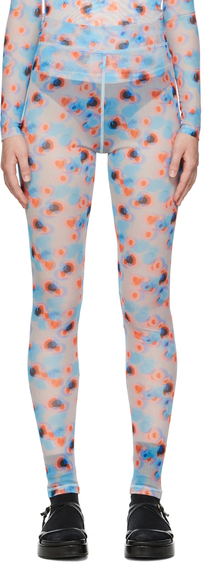 Henrik Vibskov Floral-print Leggings In Dots Orange And Lave