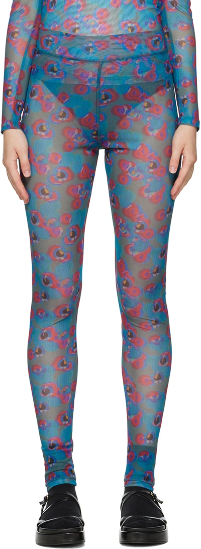 Shop Henrik Vibskov Blue Polka Dot Leggings In Dots Petrol And Bour