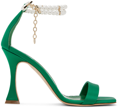 Shop Manolo Blahnik Green Charona Heeled Sandals In 3245/992q Bgrn/yoth