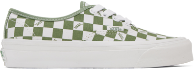 Shop Vans Green & White Og Authentic Lx Sneakers In Vault Checkerboard L