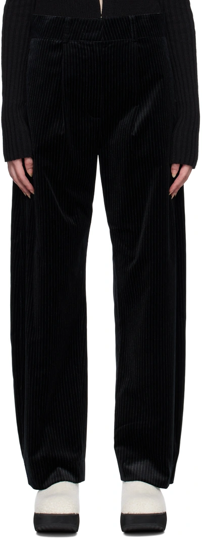 Theopen Product Black Rounding Trousers In Stripe Black