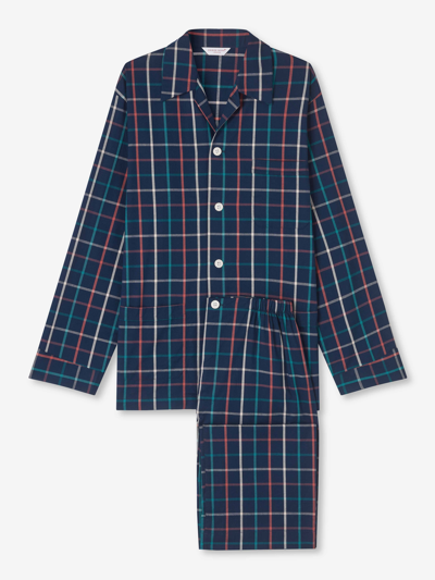 Shop Derek Rose Men's Classic Fit Pyjamas Ranga 44 Brushed Cotton Multi