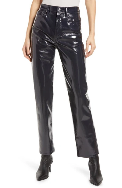 Agolde 90s Pinch Straight-leg High-rise Recycled-leather-blend Jeans In Shadow Patent