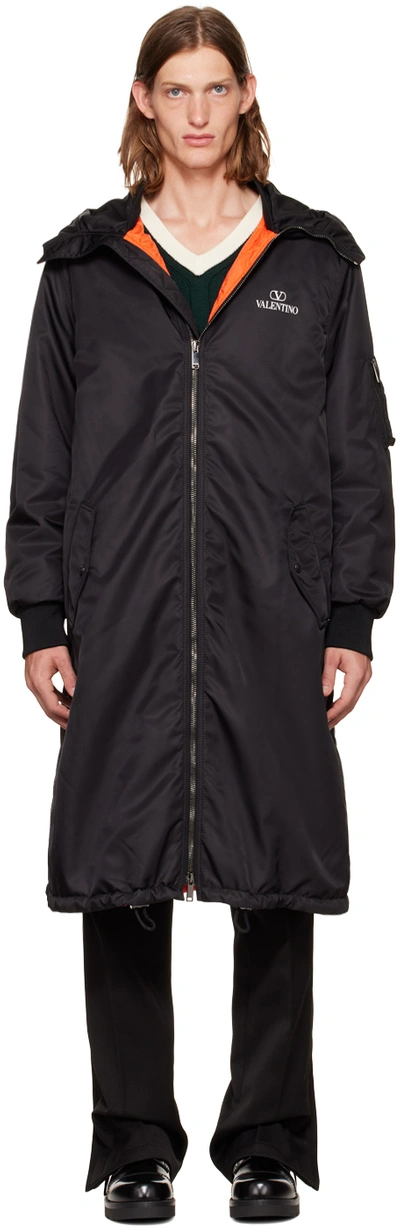 Shop Valentino Black Insulated Coat In 0no Nero