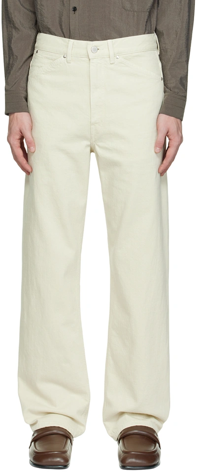 Shop Lemaire Off-white Seamless Jeans In Wh015 Misty Ivory