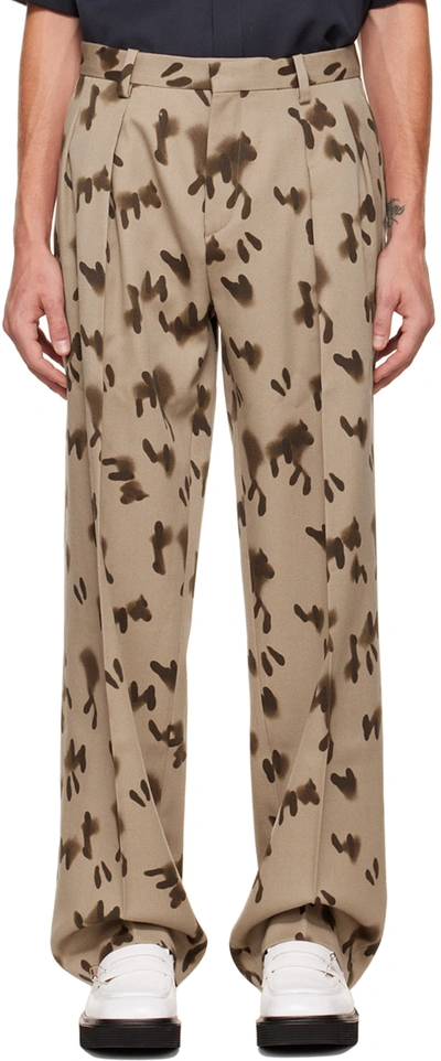Shop T/sehne Ssense Exclusive Beige Footprint Trousers In Beige & Brown