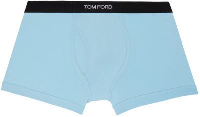 Shop Tom Ford Blue Stretch Boxer Briefs In 444 Aqua