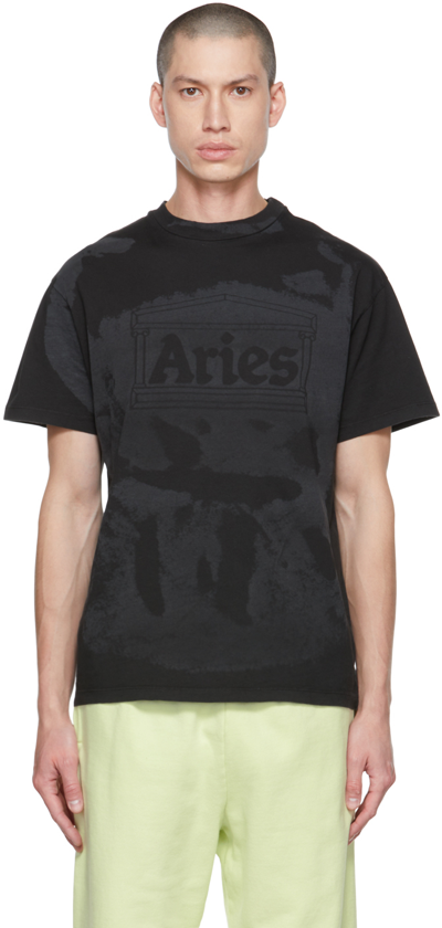 Shop Aries Black Lasered Mega Temple T-shirt