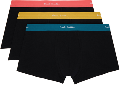 Shop Paul Smith Three-pack Black Contrast Boxers In 79 Blacks