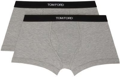Shop Tom Ford Two-pack Gray Boxer Briefs In 20 Grey