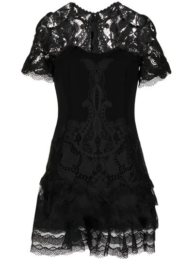 Shop Jonathan Simkhai Lace-panelled Crepe Dress In Black