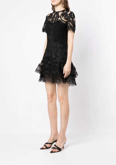 Shop Jonathan Simkhai Lace-panelled Crepe Dress In Black