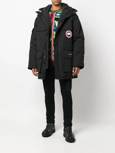 Shop Canada Goose Logo-patch Hooded Down Jacket In Black