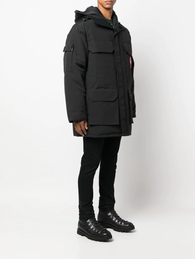 Shop Canada Goose Logo-patch Hooded Down Jacket In Black