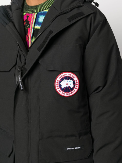 Shop Canada Goose Logo-patch Hooded Down Jacket In Black