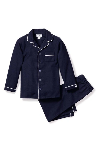 Shop Petite Plume Flannel Two-piece Pajamas In Navy