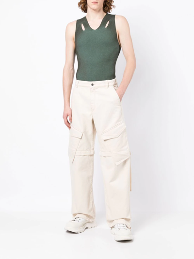 Shop Dion Lee Wide-leg Cargo Trousers In White