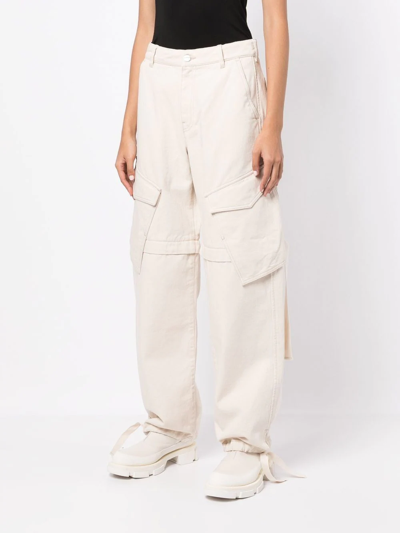 Shop Dion Lee Wide-leg Cargo Trousers In White