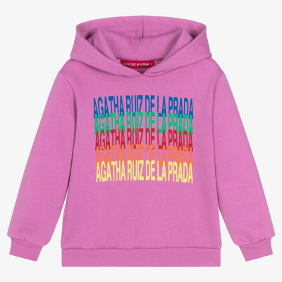 Shop Agatha Ruiz De La Prada Girls Purple Cotton Hoodie