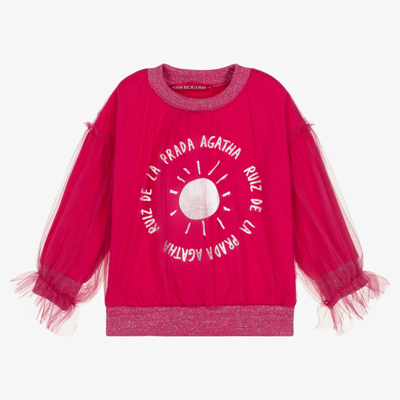 Shop Agatha Ruiz De La Prada Girls Pink Cotton Sweatshirt