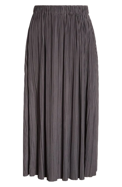 Shop Samsã¸e Samsã¸e Uma Pleated Midi Skirt In Gray Pinstripe
