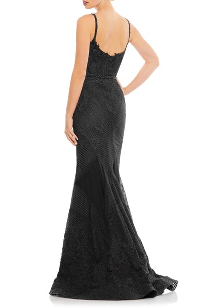 Shop Mac Duggal Embellished Lace Mermaid Gown In Black