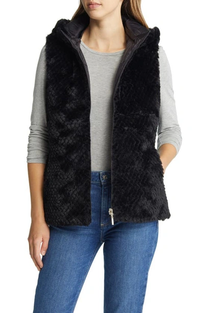 Gallery Reversible Water Resistant Vest With Removable Hood In Black