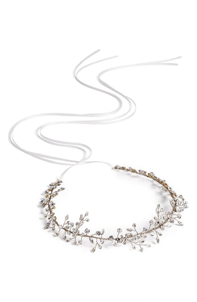 Shop Brides And Hairpins Bianca Crystal Halo & Sash In Silver