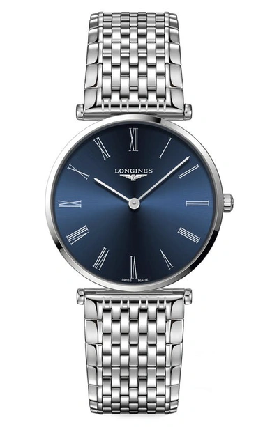 Shop Longines La Grande Classique De  Bracelet Watch, 38mm In Blue