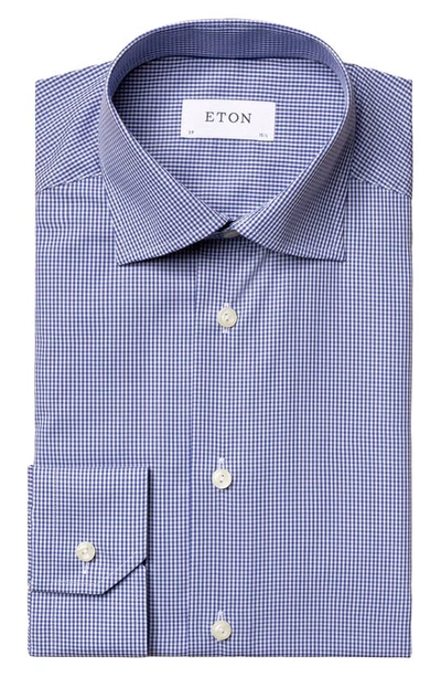 Shop Eton Contemporary Fit Check Dress Shirt In Mid Blue