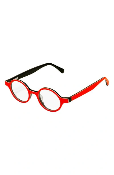 Shop Eyebobs Wisecracker 42mm Round Reading Glasses In Orange/ Clear