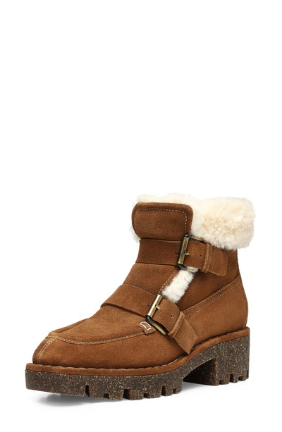 Shop Donald Pliner Elix Genuine Shearling Bootie In Saddle