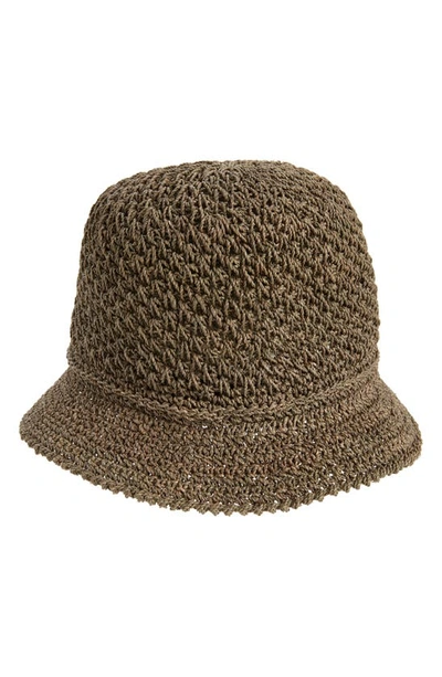 Shop Janessa Leone Harriet Raffia Straw Hat In Dark Sage
