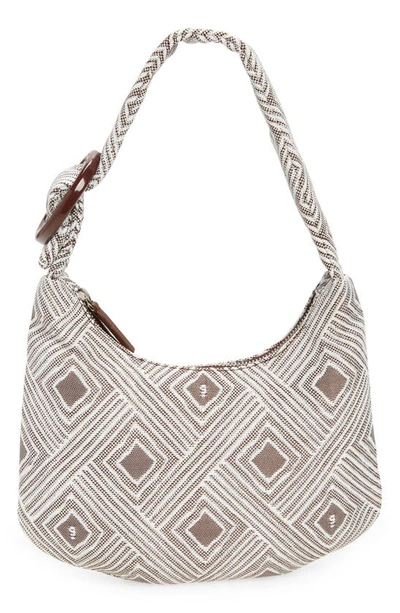 Shop Gu-de Small Lisa Jacquard Shoulder Bag In Mocha