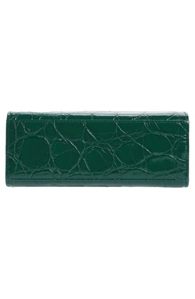 Shop Gu-de Gemma Croc Embossed Leather Top Handle Bag In Ivy