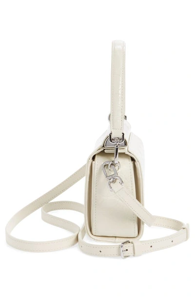 Shop Gu-de Mini Gemma Croc Embossed Leather Top Handle Bag In Cream