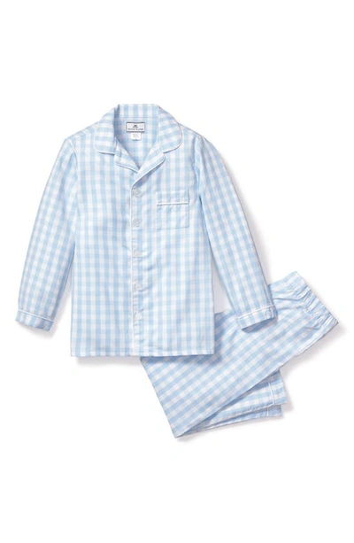 Shop Petite Plume Gingham Two-piece Pajamas In Light Blue
