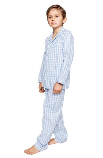Shop Petite Plume Gingham Two-piece Pajamas In Light Blue